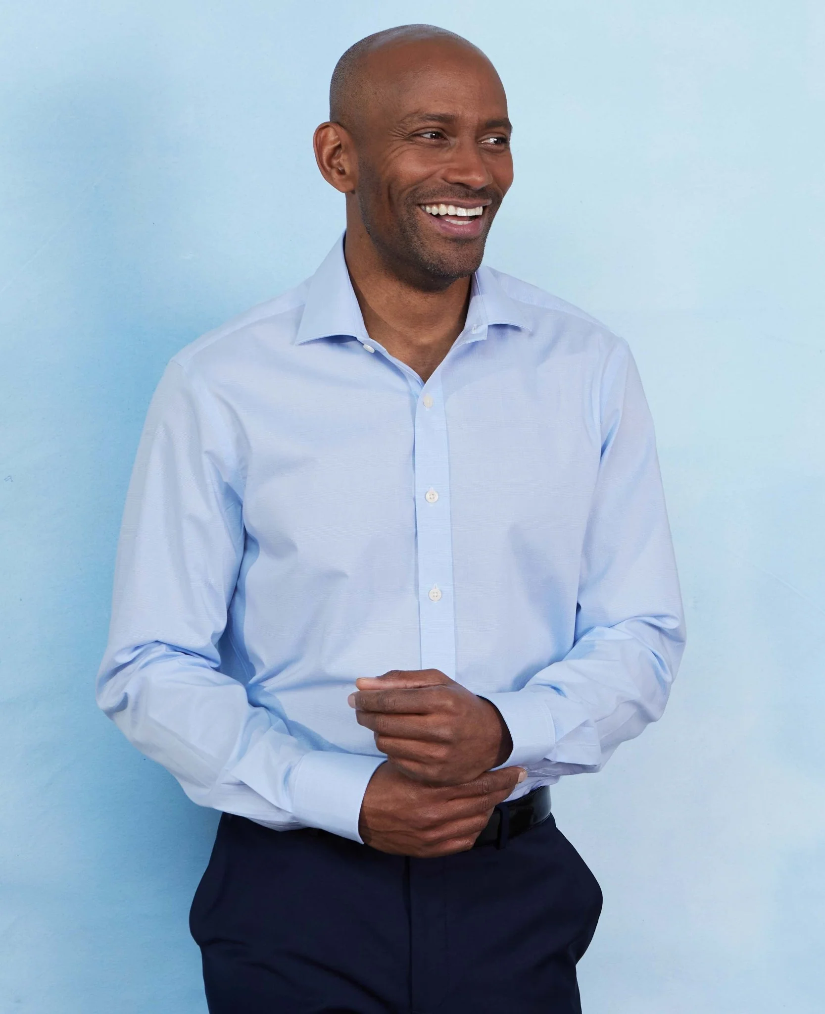 Blue Cotton Prince of Wales Check Slim Fit Formal Shirt - Single Cuff - Image 7