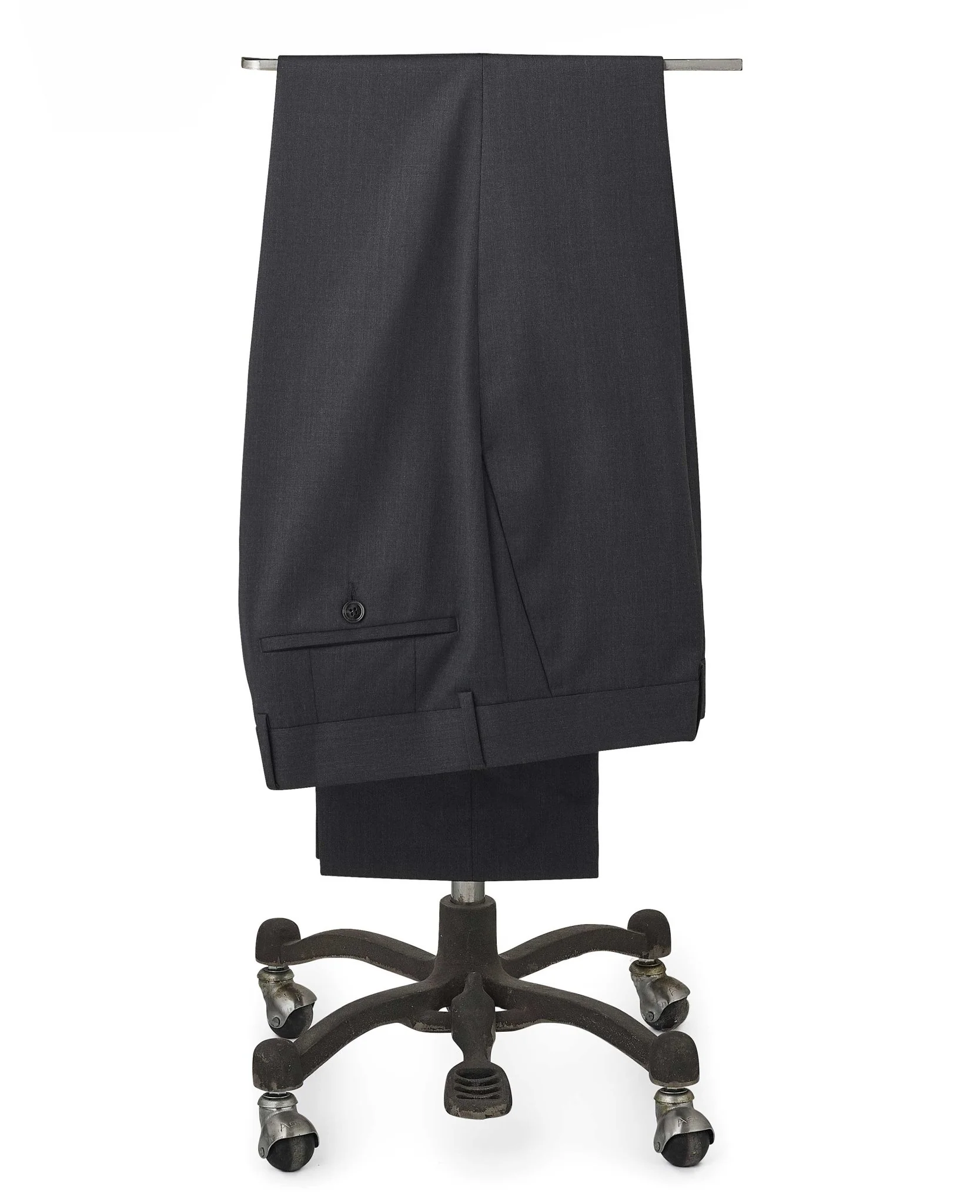 Charcoal Grey Wool Blend Tailored Suit Trousers - Image 2