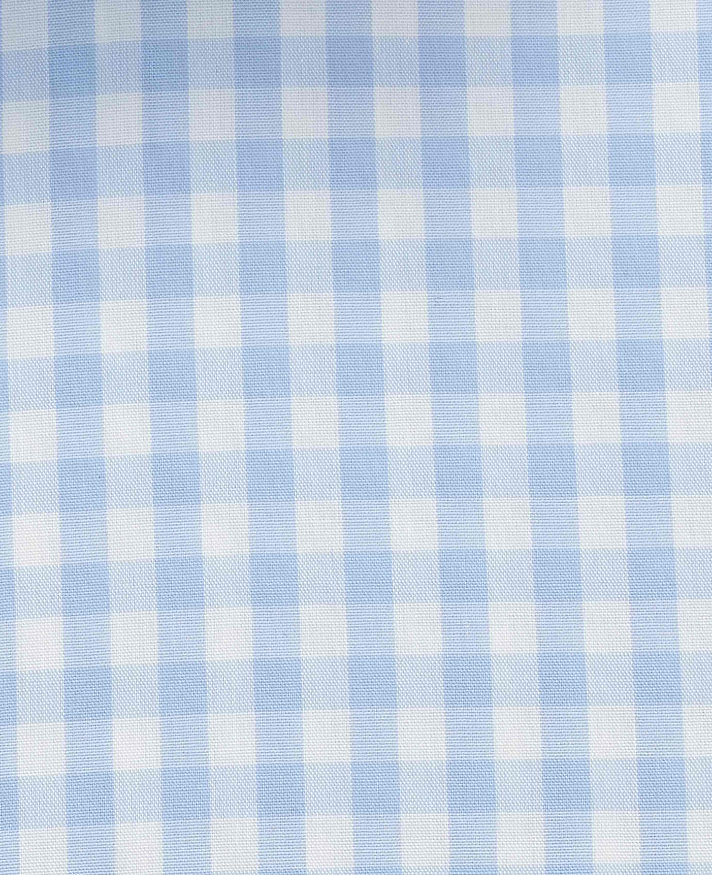 Light Blue Cotton Poplin Gingham Check Classic Fit Non-Iron Shirt - Single Cuff - Image 8