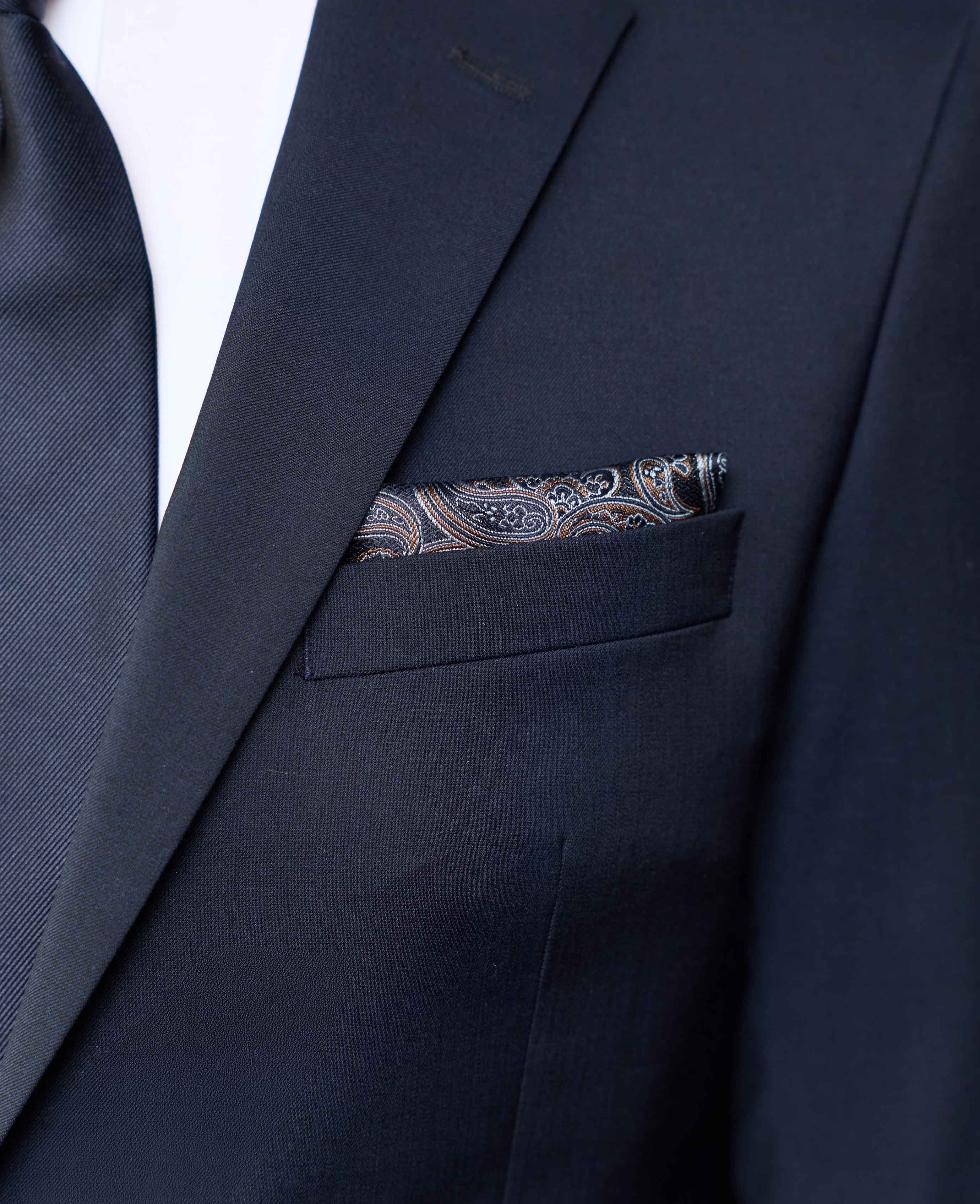 Navy Paisley Silk Pocket Square - Image 3