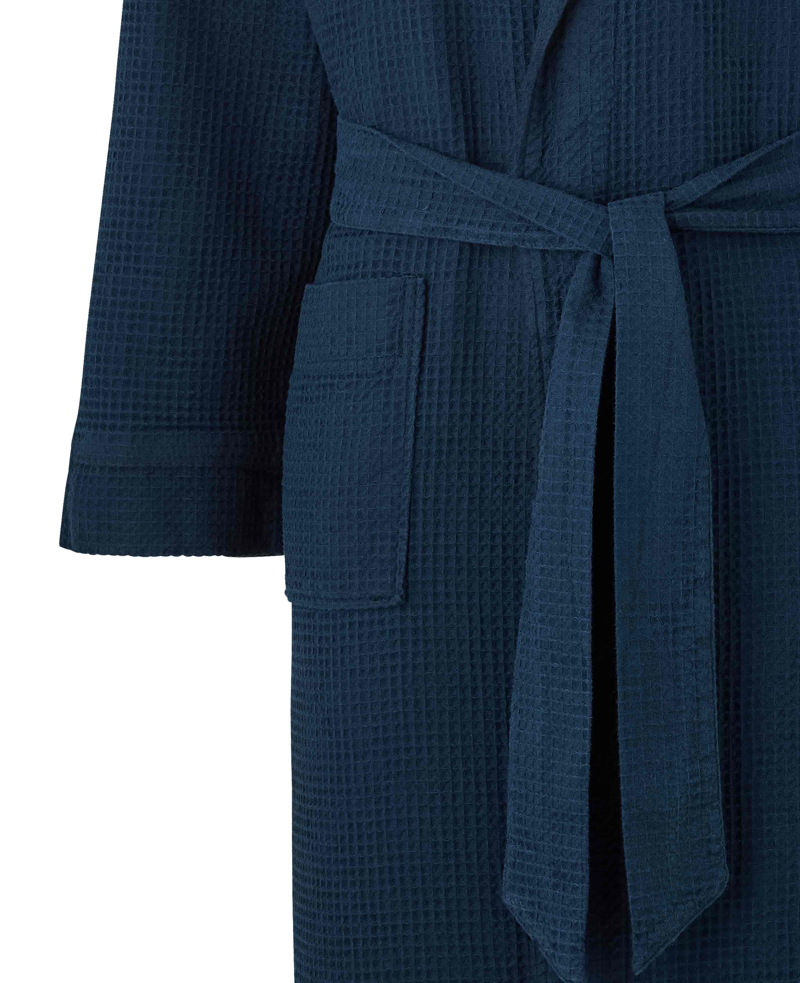 Navy Cotton Waffle Dressing Gown - Image 5