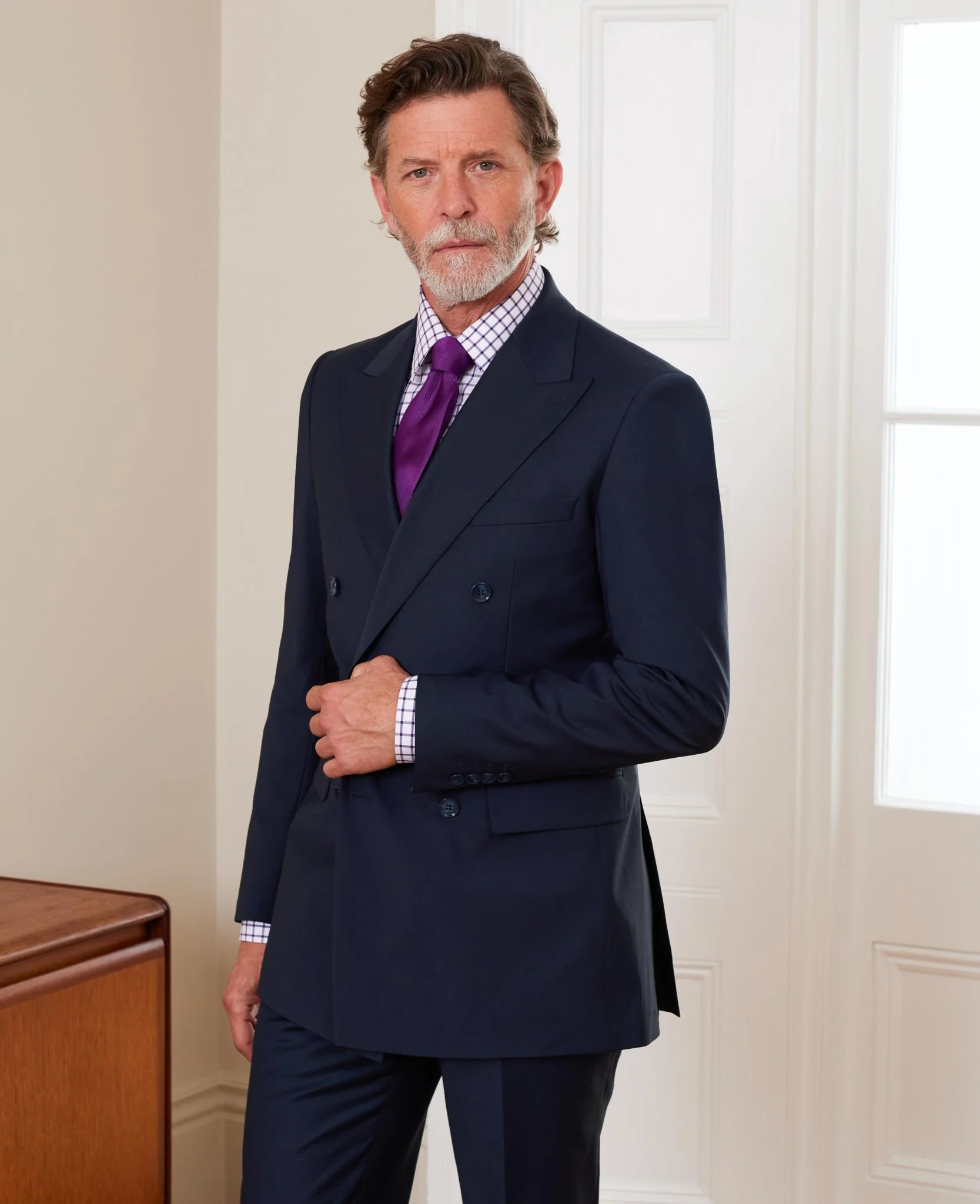 Navy Wool-Blend Double-Breasted Suit - Image 5