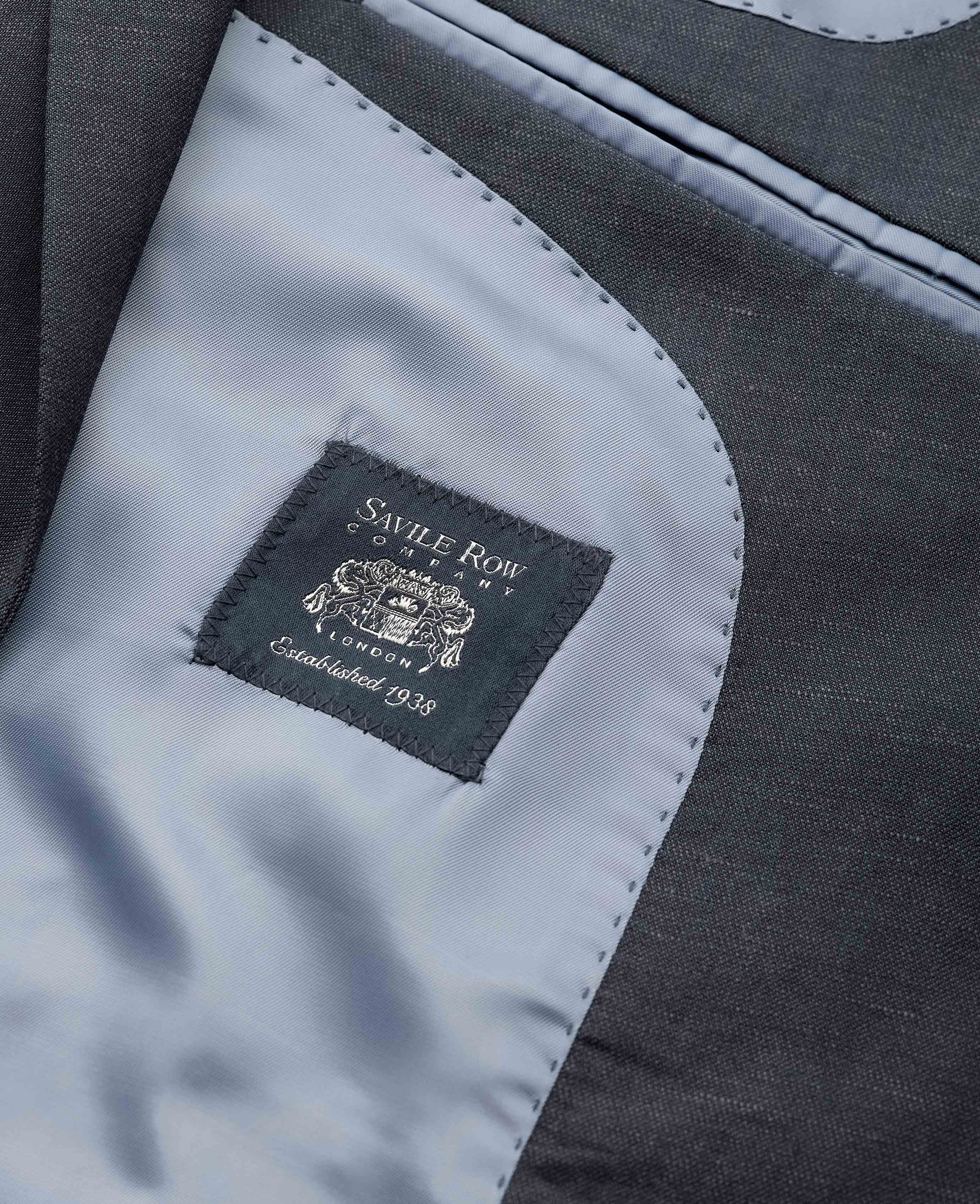 Navy Wool Linen Blend Suit Jacket - Image 3