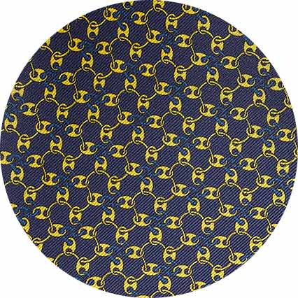 Navy Yellow Chain Silk Pocket Square - Image 3