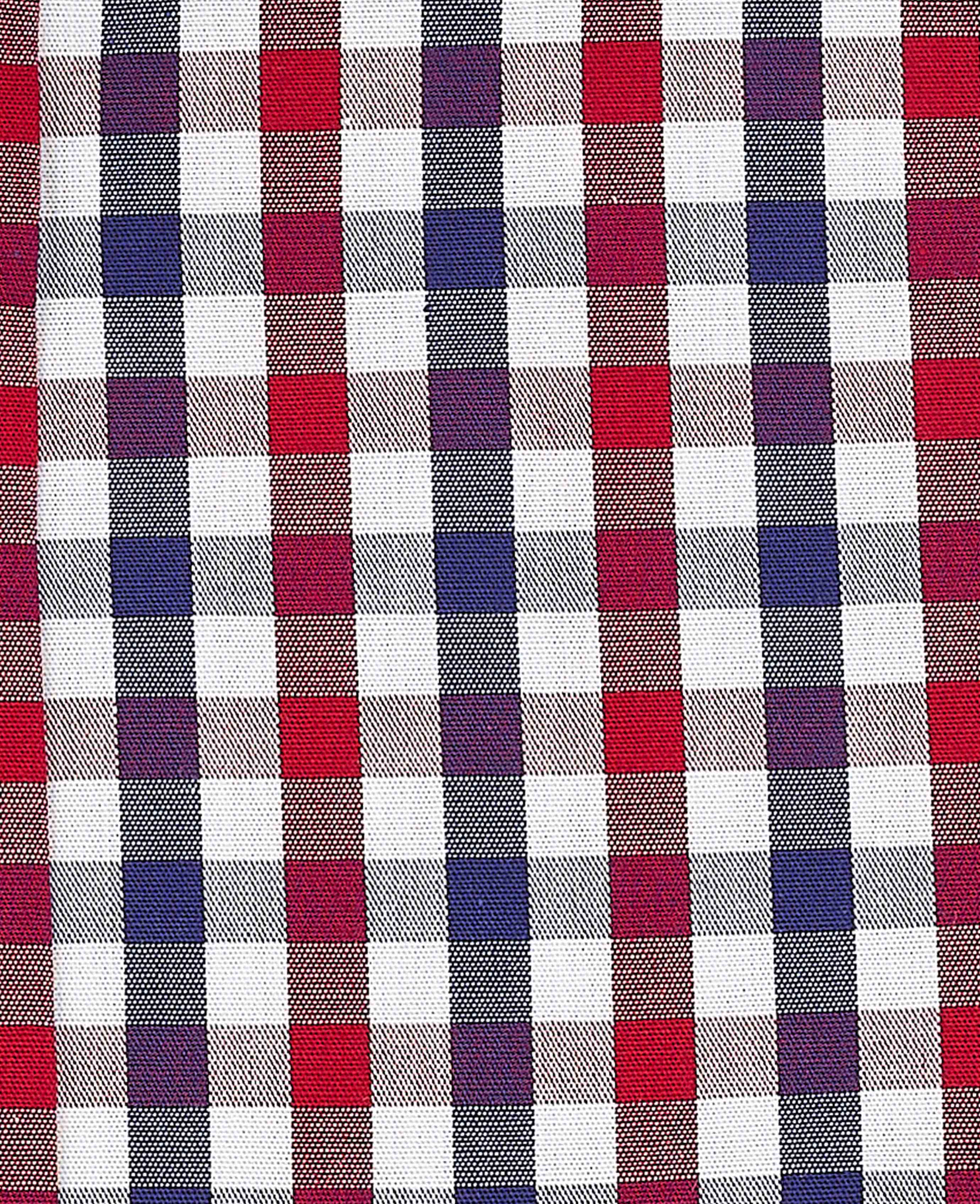 Red Blue Poplin Gingham Check Slim Fit Casual Shirt - Image 6
