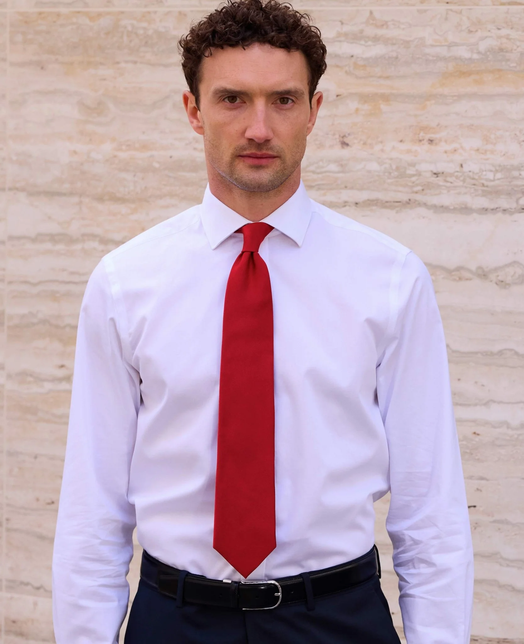 Red Fine Twill Silk Tie - Image 3