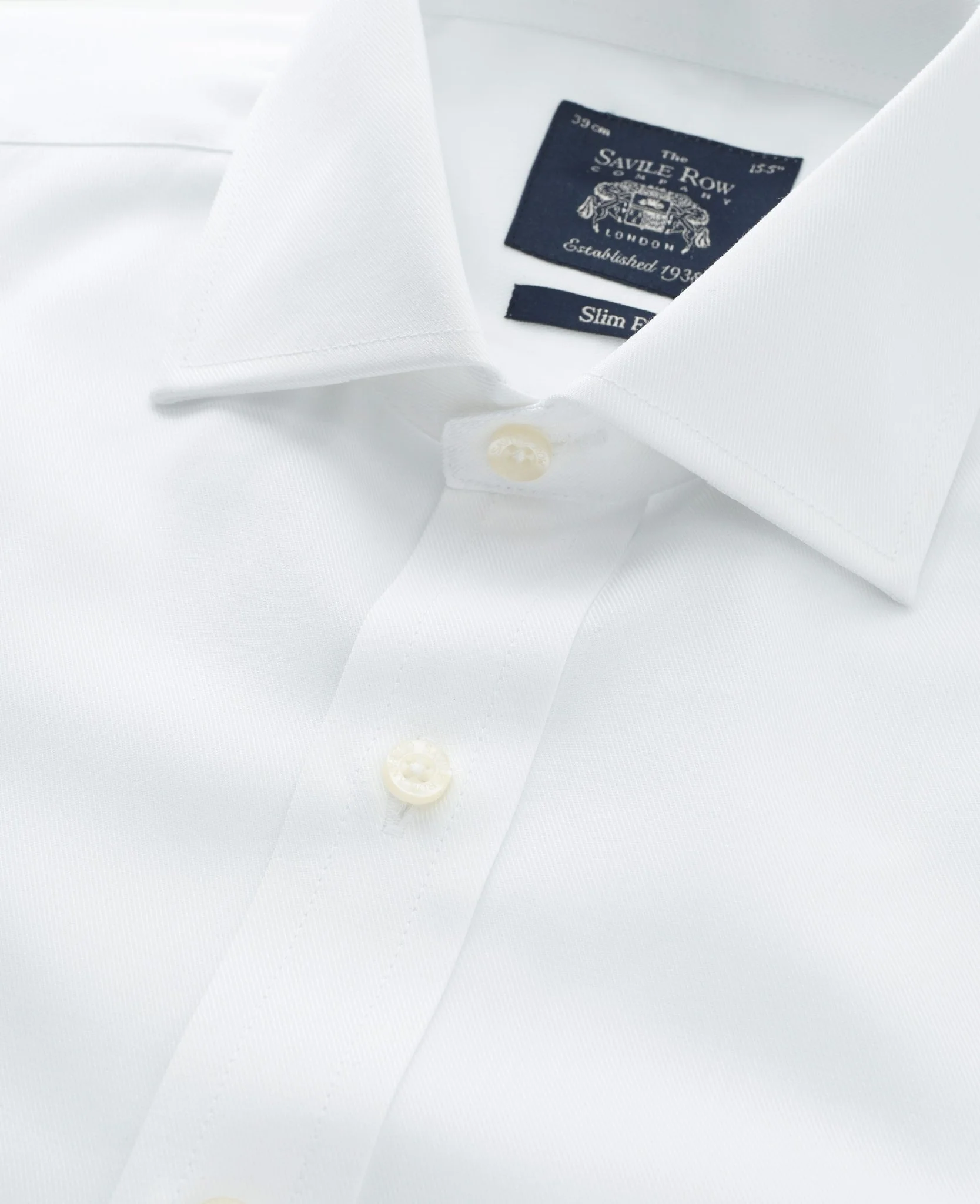 White Fine Twill Slim Fit Formal Shirt - Single or Double Cuff - Image 5