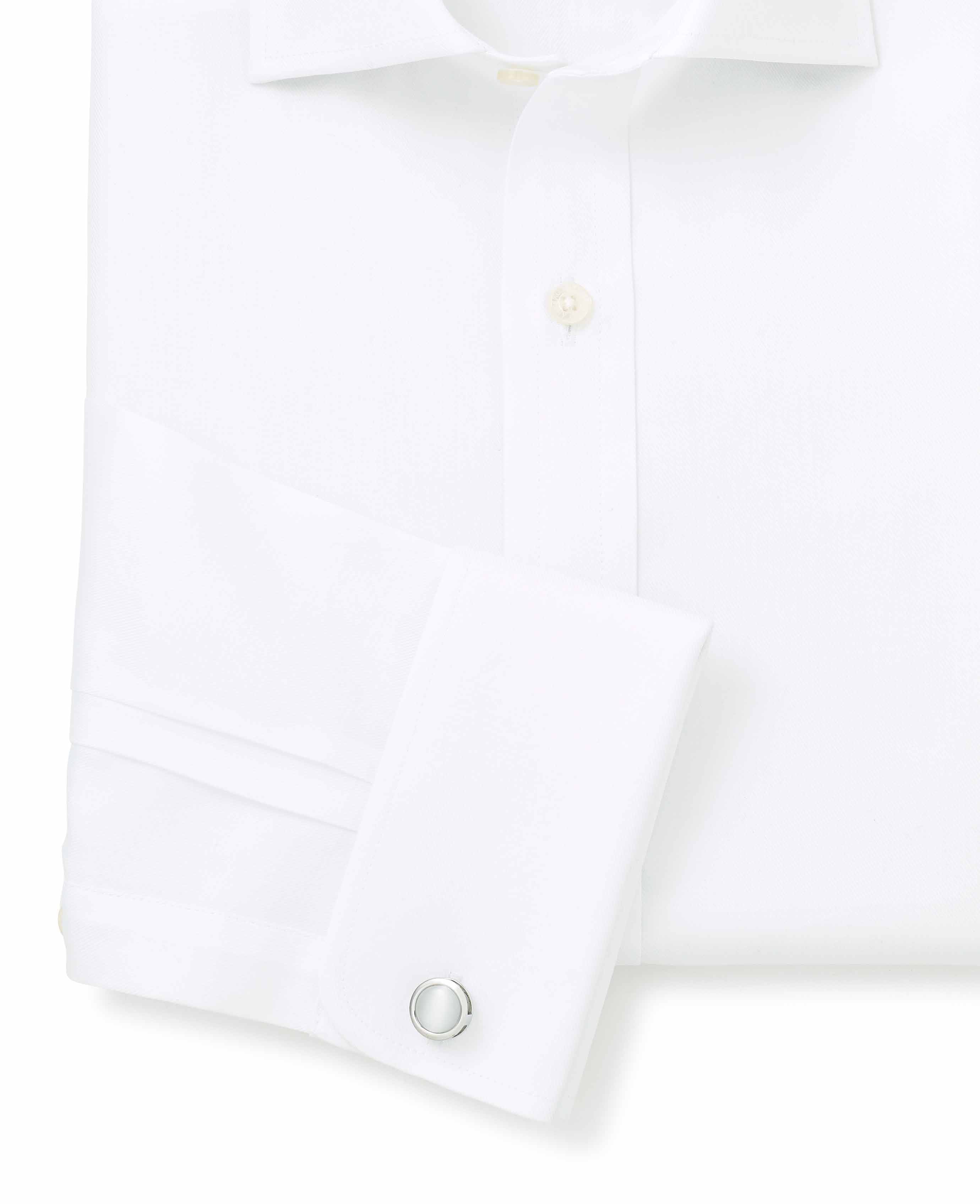 White Fine Twill Slim Fit Formal Shirt - Single or Double Cuff - Image 6