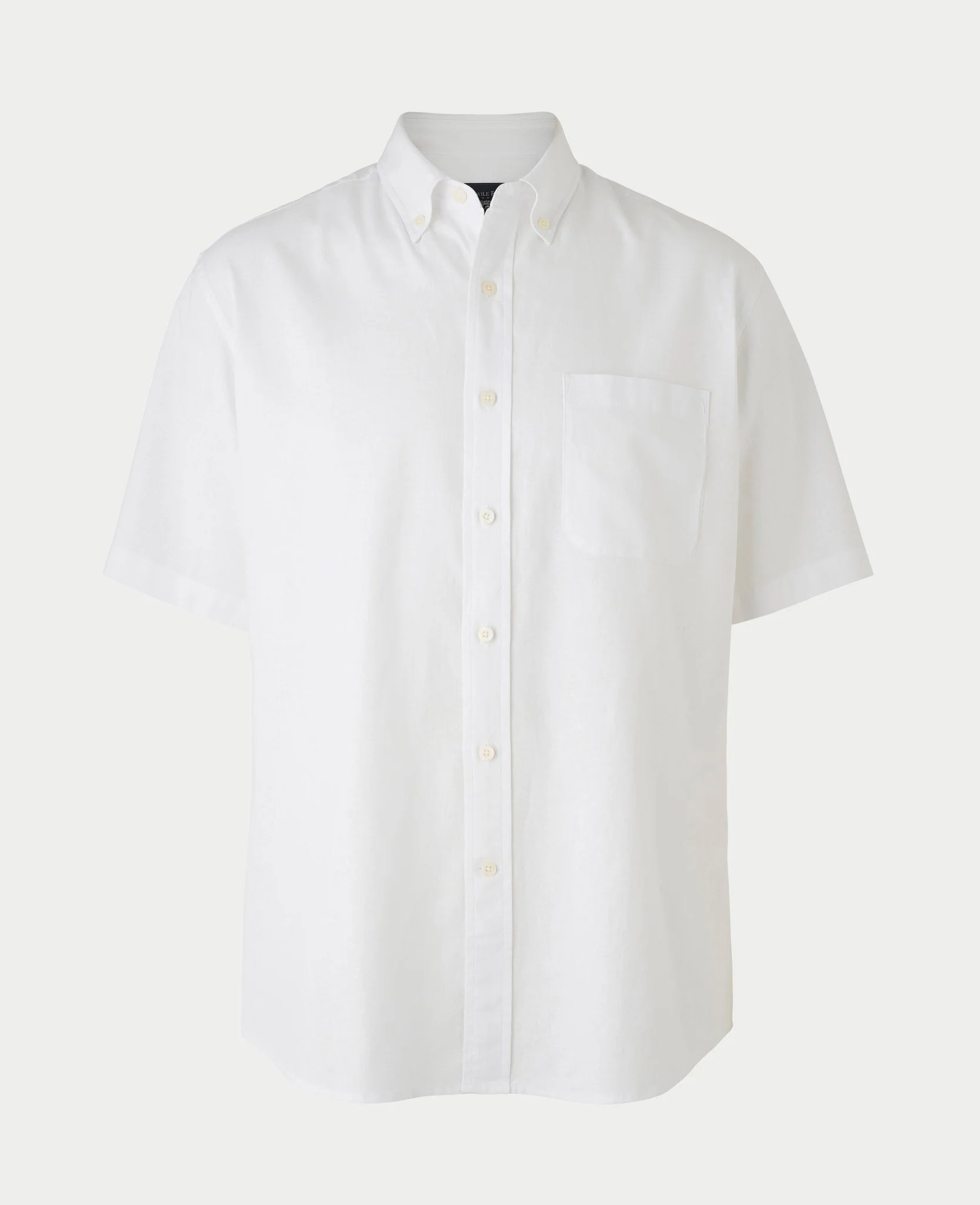 White Linen-Blend Classic Fit Short Sleeve Shirt - Image 4
