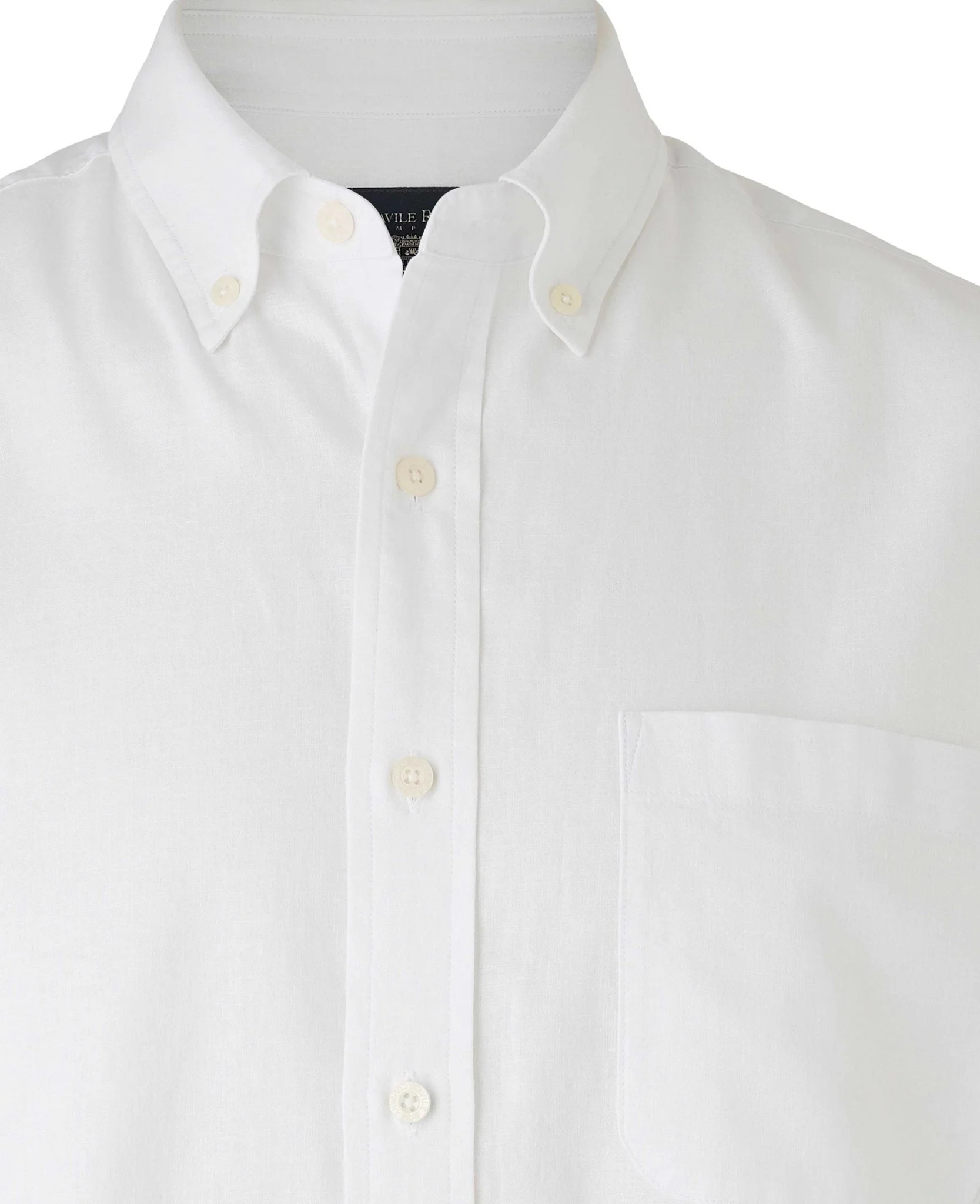 White Linen-Blend Classic Fit Short Sleeve Shirt - Image 5